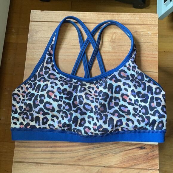 Wear It To Heart Blue Leopard Sports Bra - Picture 2 of 9